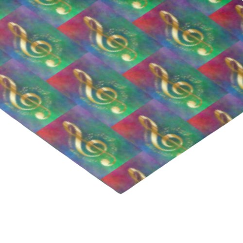 Gold Music Treble Clef on Colorful Rainbow Colors Tissue Paper