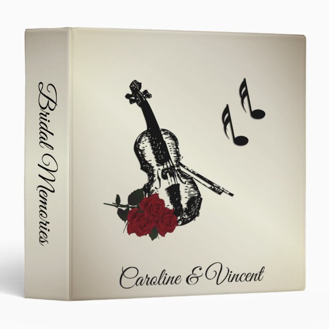 Gold Music Violin Memories Personal Binder (Front/Spine)