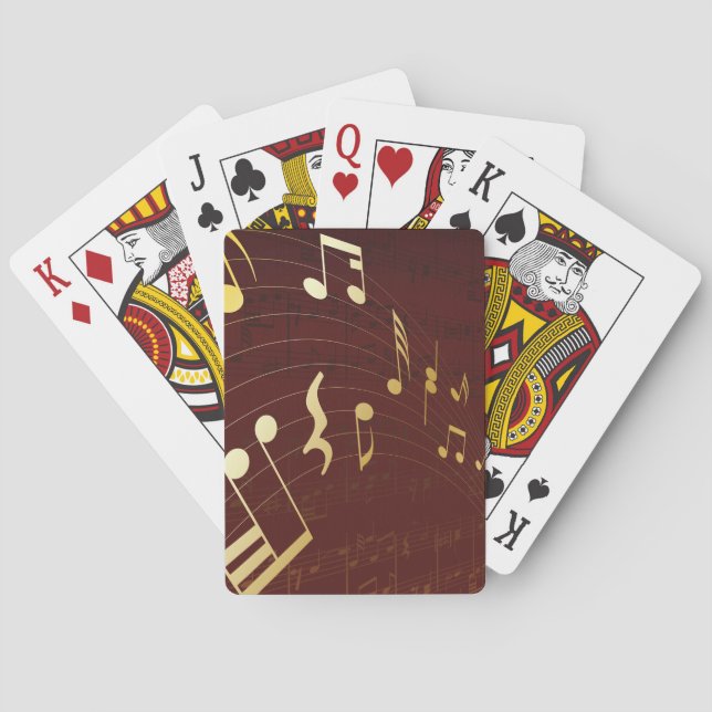 Gold Musical Notes Background Playing Cards (Back)