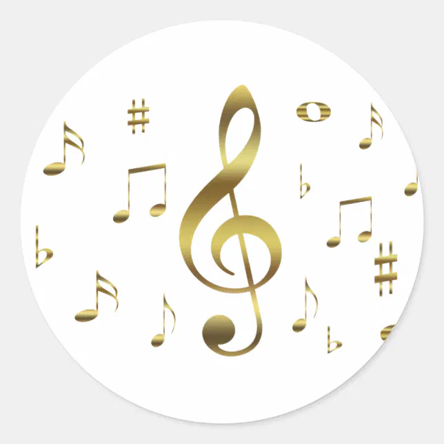 Sticker Notes Gold Gold Musical Notes Sticker | Zazzle
