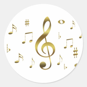 Gold Musical Notes Sticker