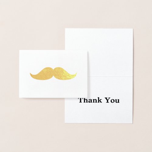 Gold Mustache Thank You Foil Card