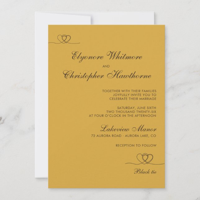Gold Mustard Modern Chic Mix and Match Wedding Invitation (Front)