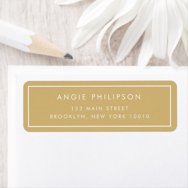Gold Mustard Yellow Modern Return Address Label (Insitu)