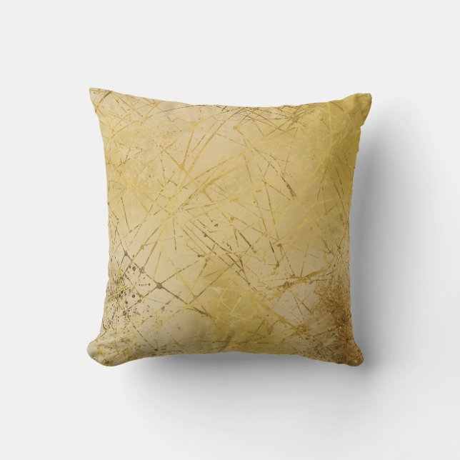 Gold Mustard Yellow Pattern, Modern, Luxury Throw Pillow (Front)