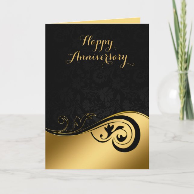 Gold, My Love Only Grows Wedding Anniversary Card (Front)