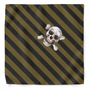Gold 'n Black Pirate Stripes w' Skull & Crossbones Bandana