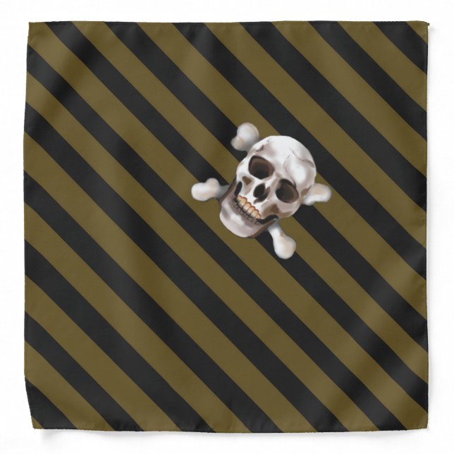 Gold 'n Black Pirate Stripes w' Skull & Crossbones Bandana (Front)