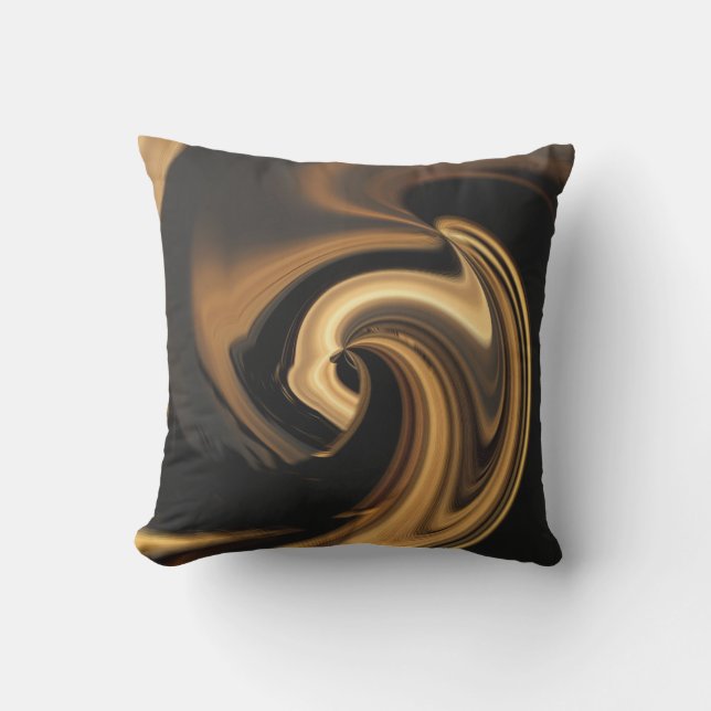 Gold N Brown Abstract Heart Outdoor Throw Pillow (Front)