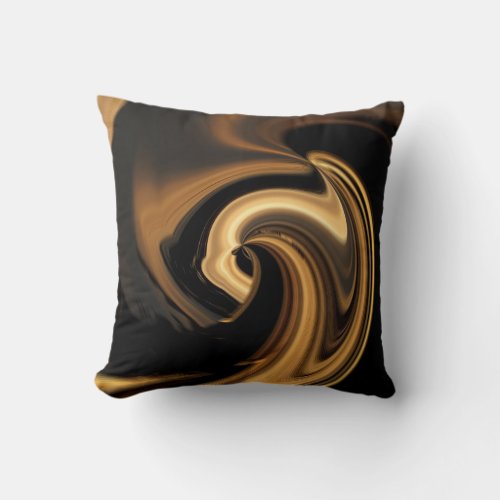 Gold N Brown Abstract Heart Throw Pillow