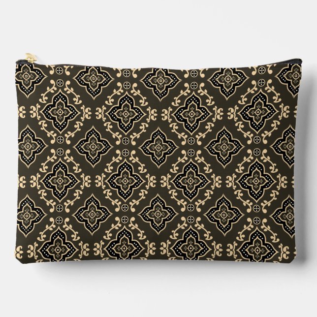 Gold n Brown Geometric Pattern / Indian Print  Accessory Pouch (Front)