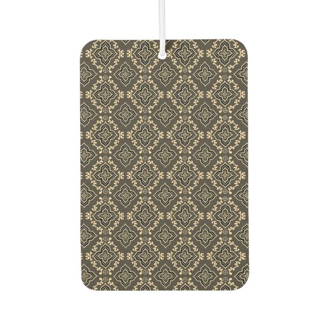 Gold n Brown Geometric Pattern / Indian Print  Air Freshener (Front)