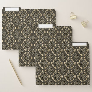 Gold n Brown Geometric Pattern / Indian Print  File Folder