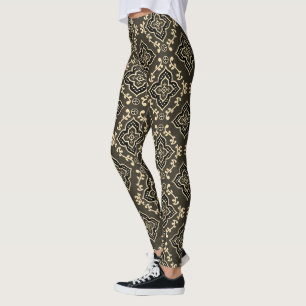 Gold n Brown Geometric Pattern / Indian Print  Leggings