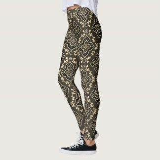 Gold n Brown Geometric Pattern / Indian Print Leggings