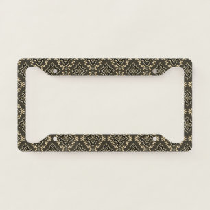 Gold n Brown Geometric Pattern / Indian Print License Plate Frame