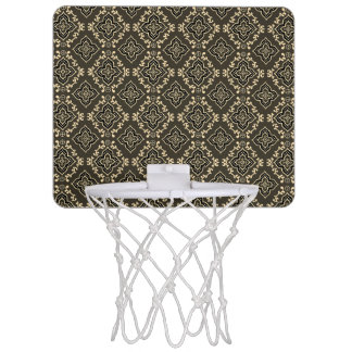 Gold n Brown Geometric Pattern / Indian Print Mini Basketball Hoop