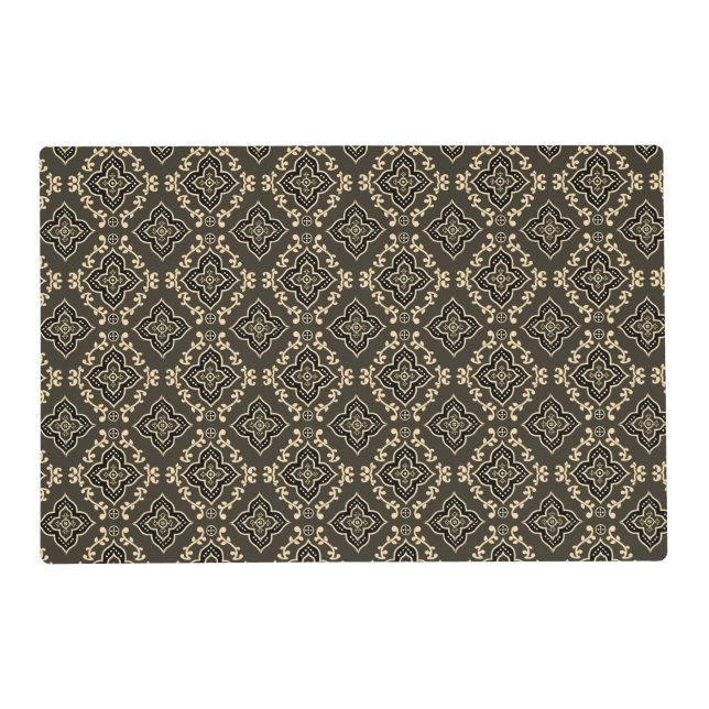 Gold n Brown Geometric Pattern / Indian Print  Placemat (Front)
