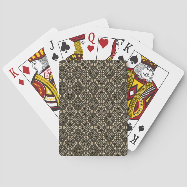 Gold n Brown Geometric Pattern / Indian Print  Poker Cards (Back)