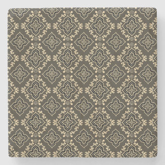 Gold n Brown Geometric Pattern / Indian Print Stone Coaster