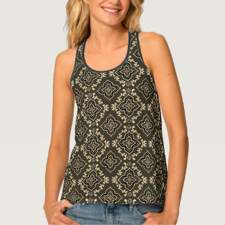 Gold n Brown Geometric Pattern / Indian Print Tank Top