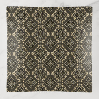 Gold n Brown Geometric Pattern / Indian Print Trinket Tray