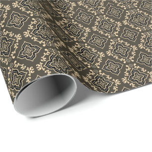 Gold n Brown Geometric Pattern / Indian Print Wrapping Paper