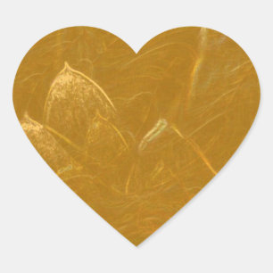 Gold n Copper Sheet : Lotus Engraved Design Heart Sticker