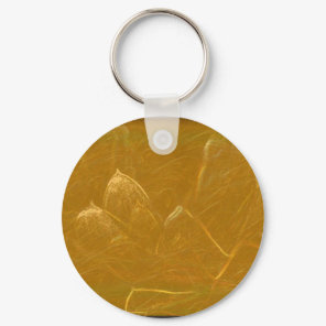 Gold n Copper Sheet :  Lotus Engraved Design Keychain