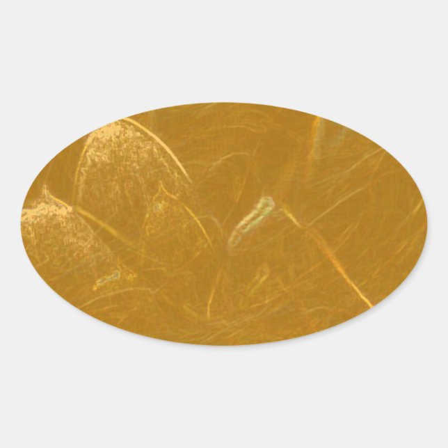 Gold n Copper Sheet :  Lotus Engraved Design Oval Sticker (Front)