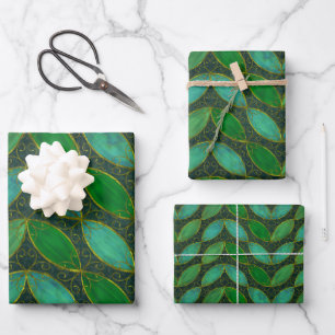 "Gold 'n Leaf" Wrapping Paper Flat Sheet Set of 3