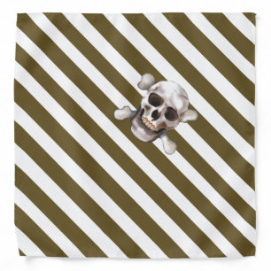 Gold 'n White Pirate Stripe w' Skull & Crossbones Bandana