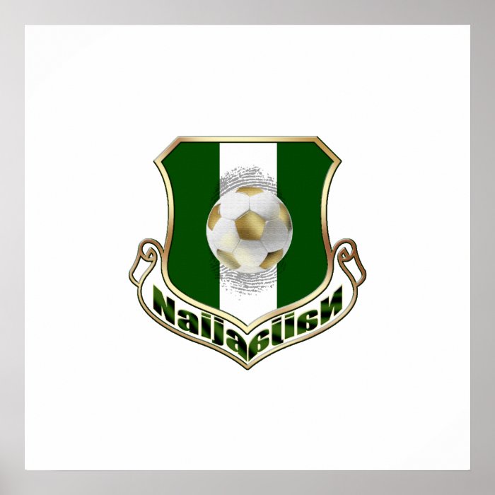 Gold Naija shield Nigerians flag logo emblem Poster