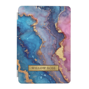 Gold Name Abstract Modern Blue Purple Pink Chic iPad Mini Cover