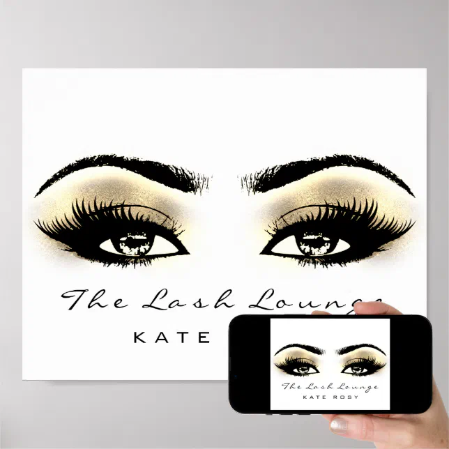 Gold Name Makeup Artist Beauty Studio Lashes Brown Poster Zazzle