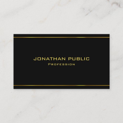 Gold Name Modern Black Template Professional Business Card