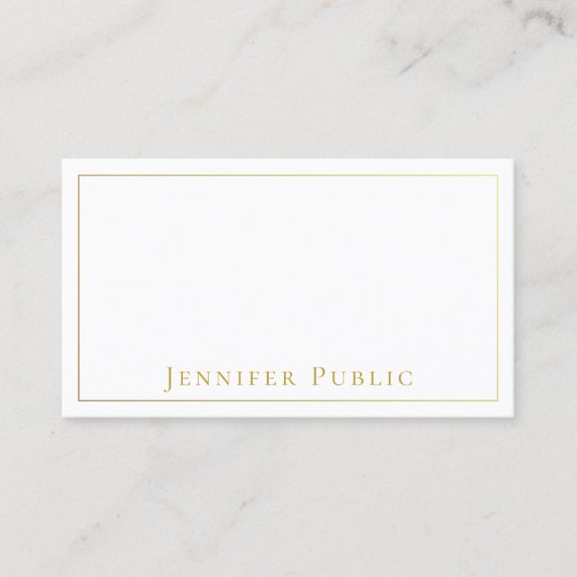Gold Name Text Minimalist Elegant Template Modern Business Card (Front)