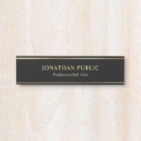 Gold Name Text Modern Elegant Black Template