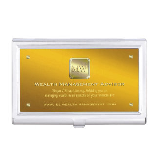 Gold nameplate, polished gold, Wealth Advisor Business Card Case