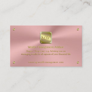 Gold nameplate, polished pink, Wealth Advisor Business Card