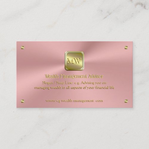 Gold nameplate polished pink Wealth Advisor Business Card