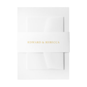 Gold Names Elegant Simple Wedding Invitation Belly Band