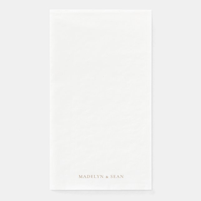 Gold Names Simple & Elegant White Wedding Paper Guest Towels (Front)