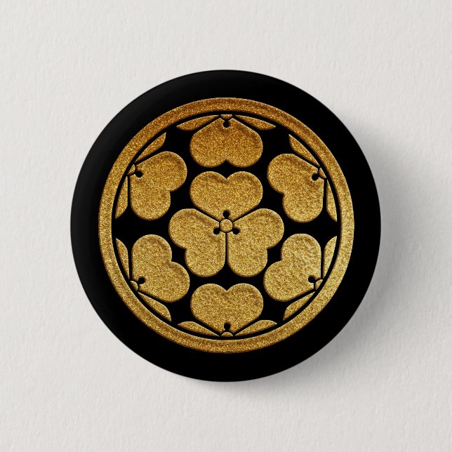 Gold Nanatsu Katabami Kamon Button (Front)