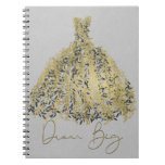 Gold Natural Grey Modern Botanical Dress Dream Big Notebook