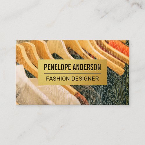 Gold Natural Wood Grains  Hanging Clothes Business Card