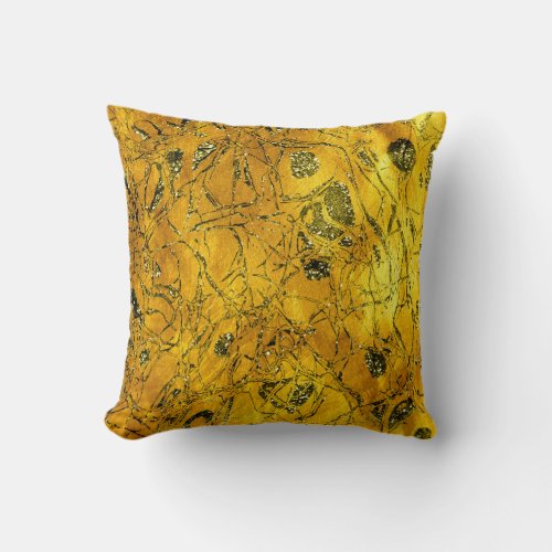 Gold Nature Glitter Sparkly Mustard Gren  Abstract Throw Pillow
