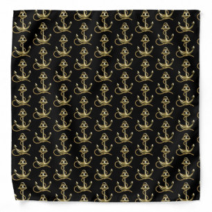 Gold Nautical Anchor Bandana