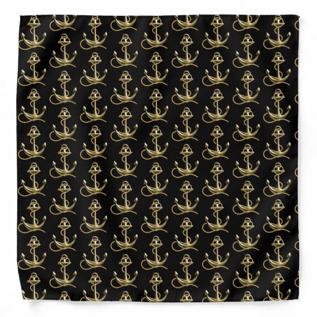 Gold Nautical Anchor Bandana (Front)