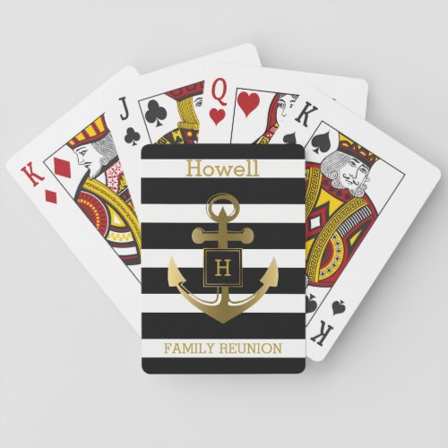Gold Nautical Anchor Family Reunion Cruise Name Poker Cards